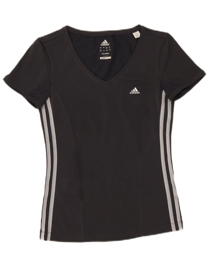 Adidas Womens Climacool T-Shirt Top UK 8 Pequeno Cinza Poliéster