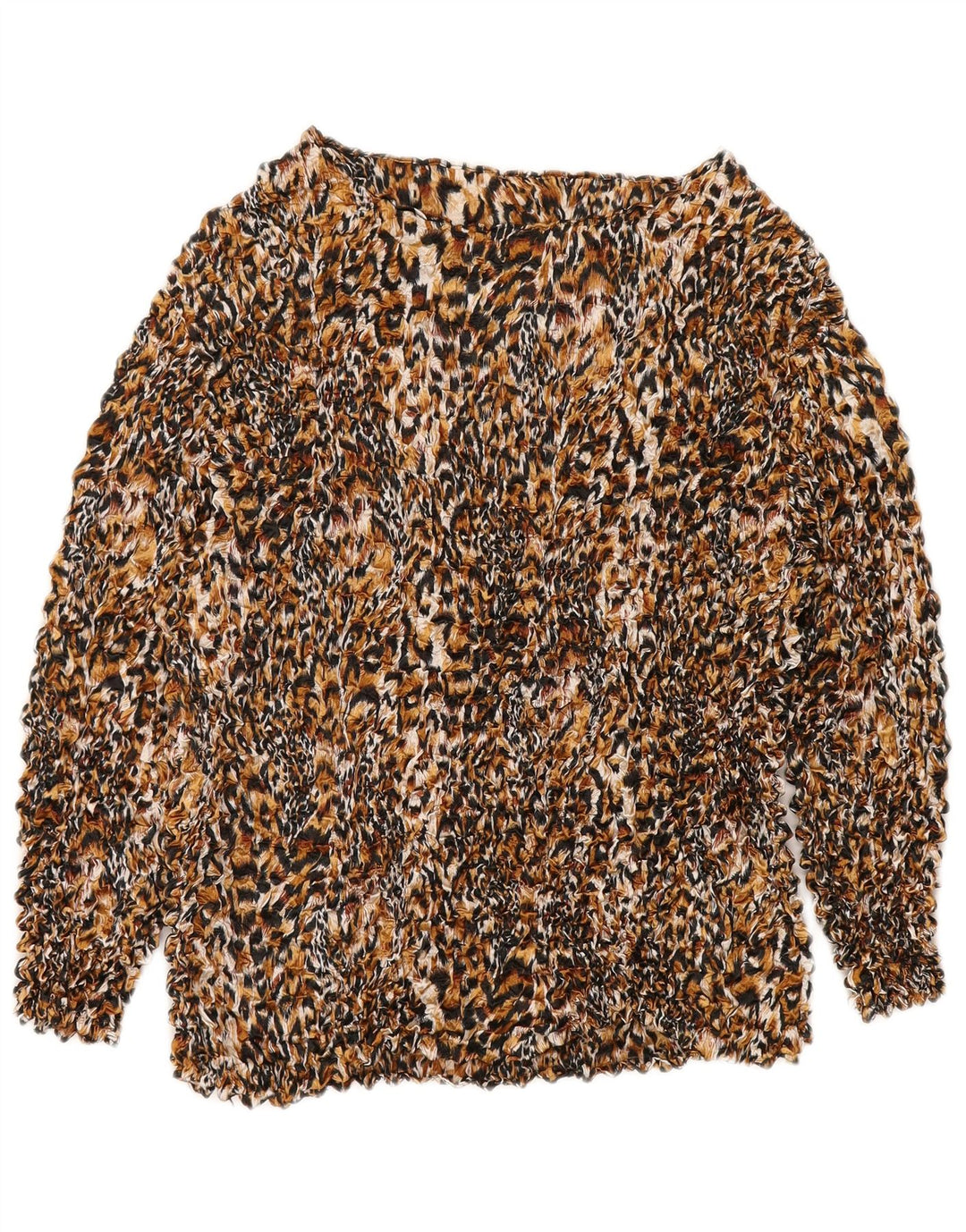 Blusa feminina vintage UK 14 poliéster estampado animal multicolorido médio