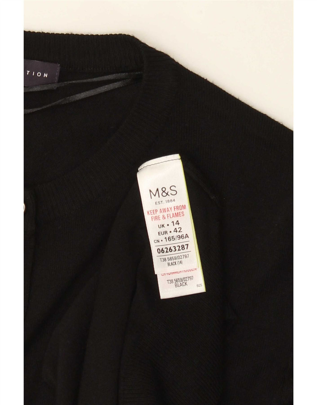 Suéter cardigã feminino Marks & Spencer Reino Unido 14 grande viscose preta