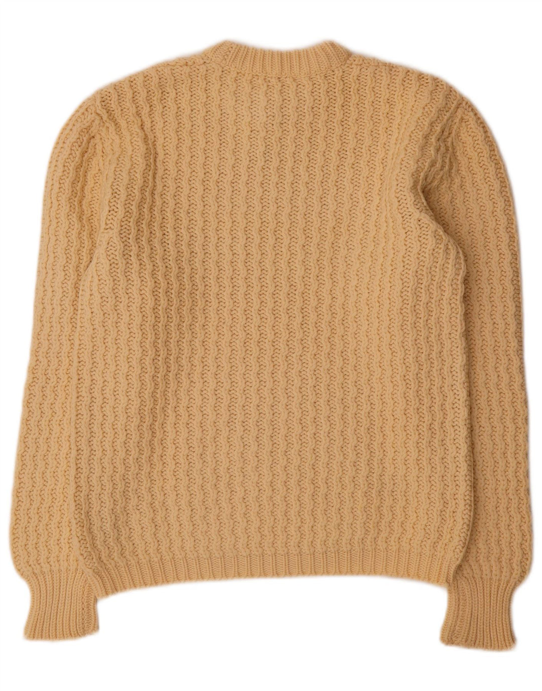 Suéter feminino VINTAGE com gola redonda Reino Unido 14 médio bege