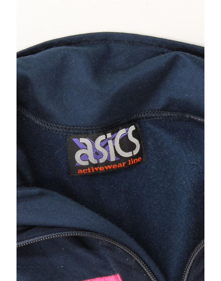 Suéter masculino ASICS com gola e zíper gráfico cinza médio bloco colorido