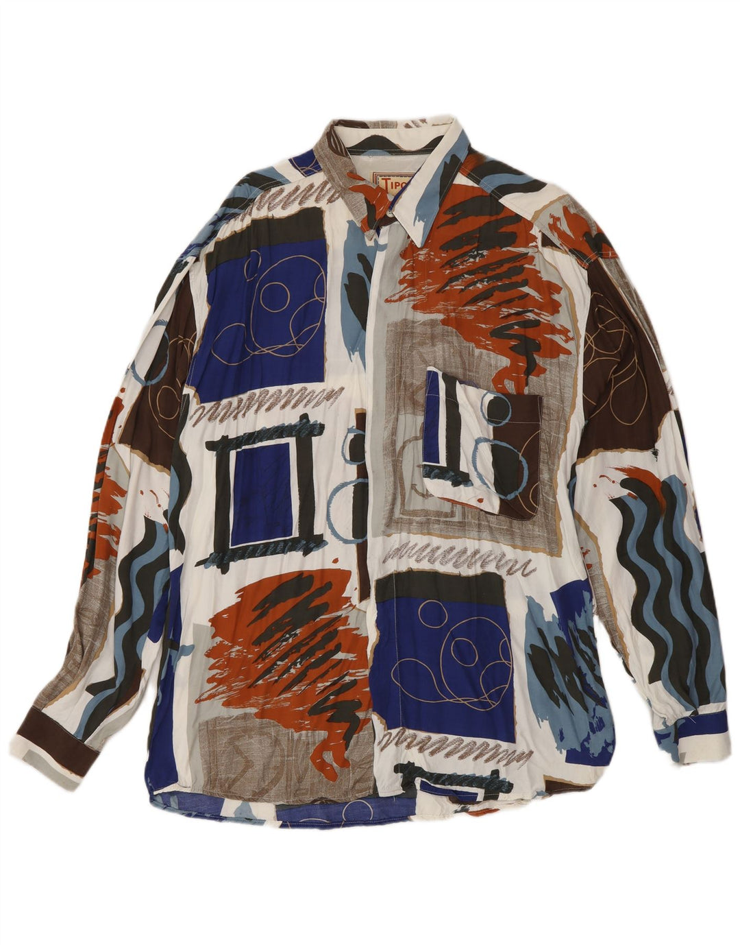Camisa Masculina Padrão Abstrata Tipo'S Viscose Grande Multicolorida