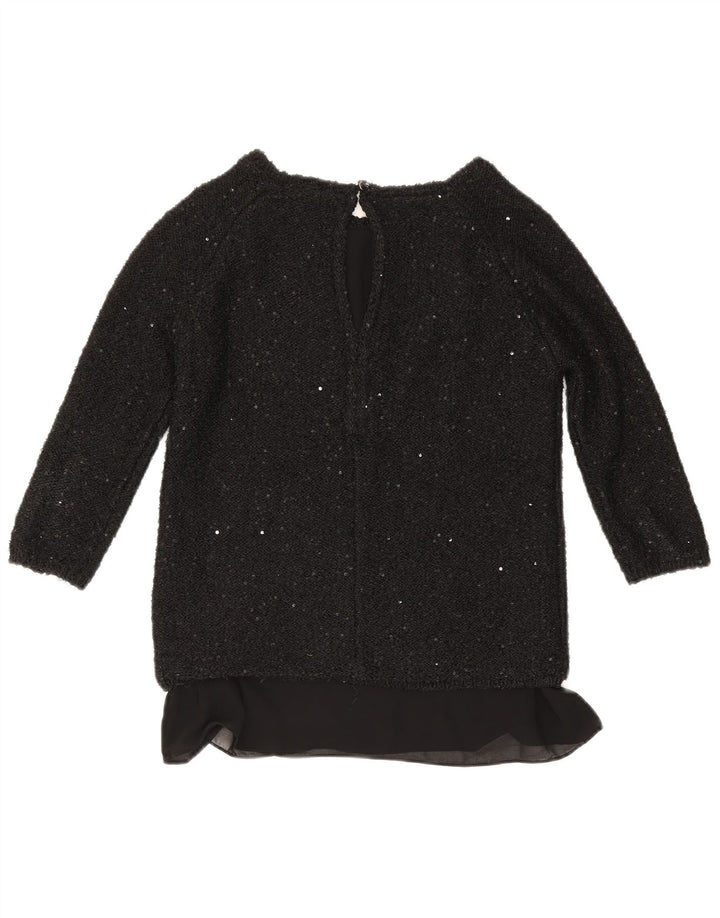 Zara Top feminino manga 3/4 Reino Unido 12 médio preto