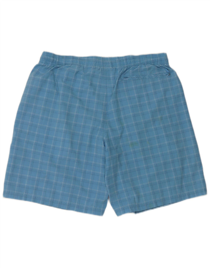 Shorts de natação masculinos Adidas grande poliéster xadrez azul