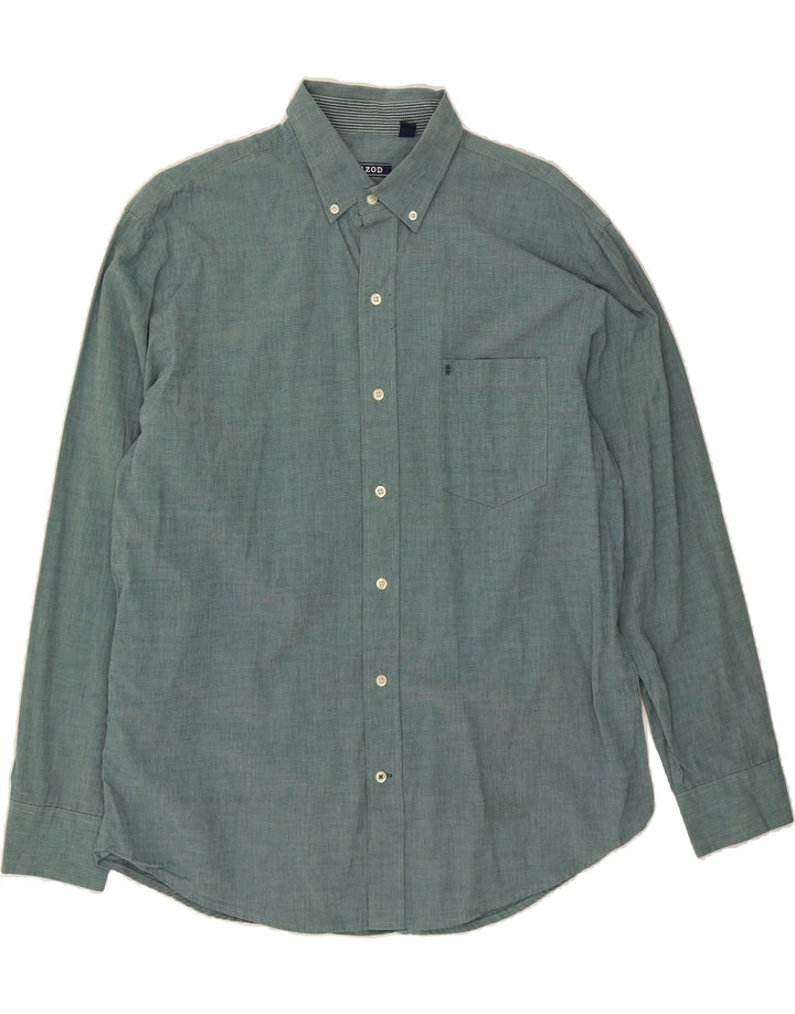 IZOD Mens Shirt Large Green Pinstripe Cotton Vintage Izod and Second-Hand Izod from Messina Hembry 