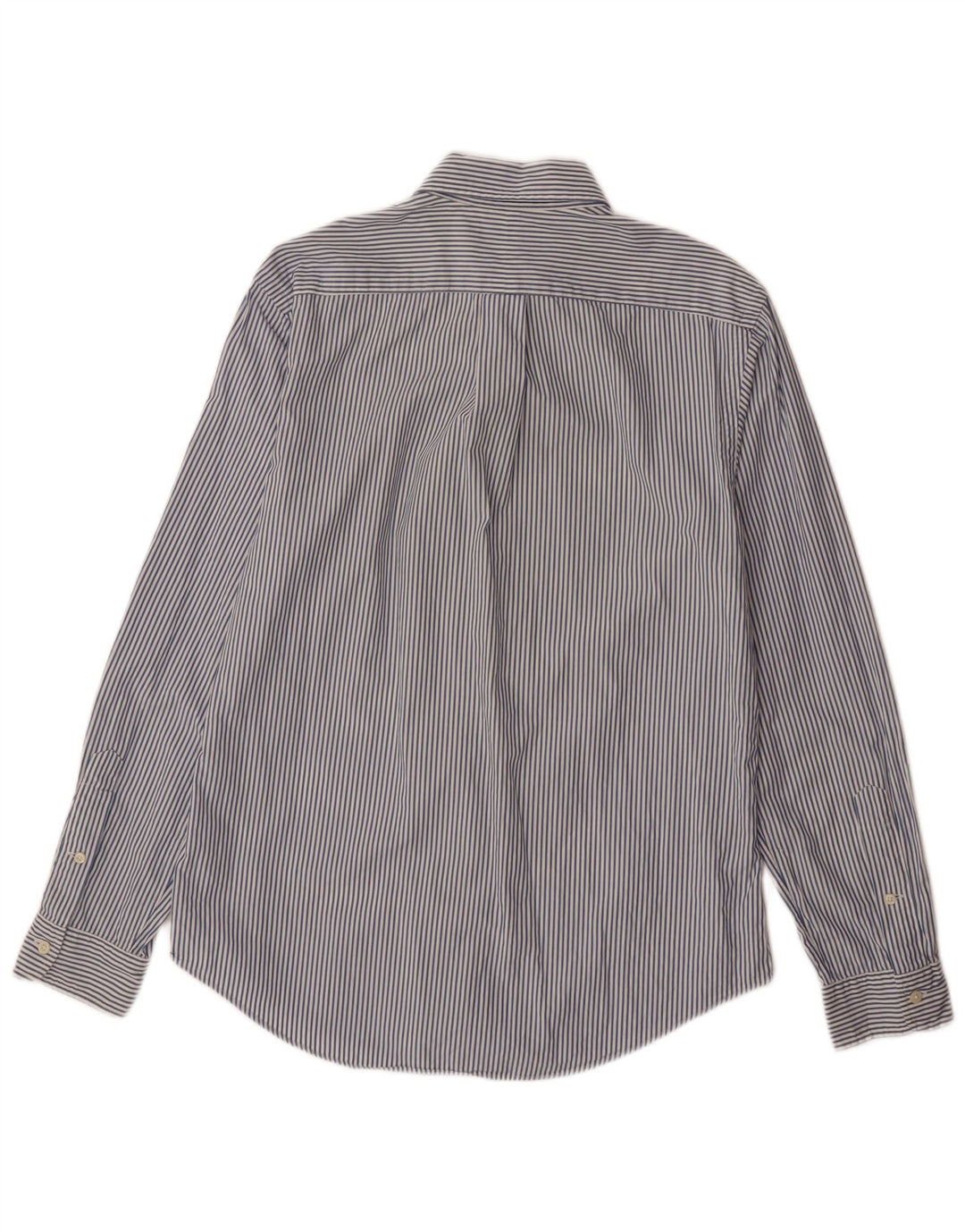 Camisa masculina de ajuste personalizado RALPH LAUREN de algodão listrado azul médio