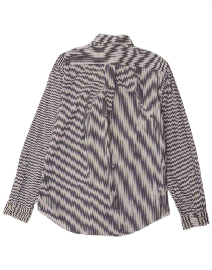 Camisa masculina de ajuste personalizado RALPH LAUREN de algodão listrado azul médio