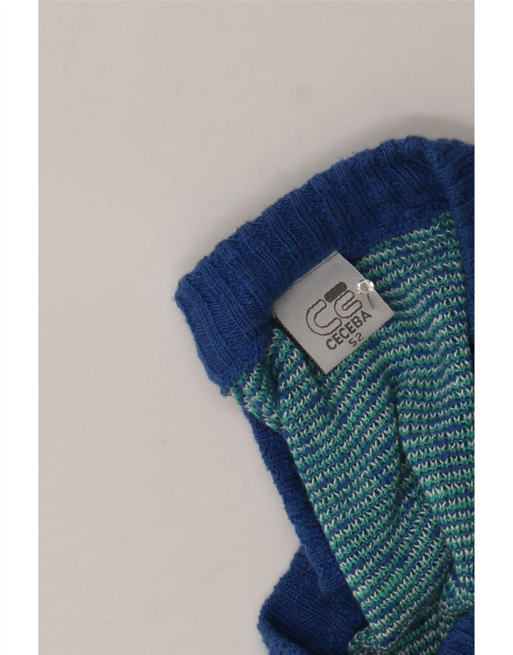 Suéter feminino VINTAGE com estampa abstrata e decote em V IT 52 2XL azul