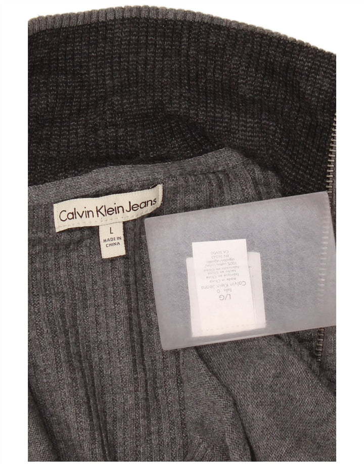 Suéter cardigã masculino Calvin Klein Jeans grande algodão cinza