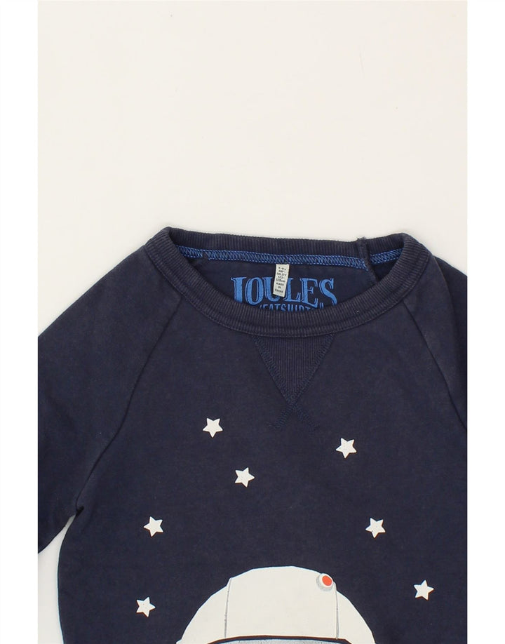 JULES Girls Graphic Sweatshirt Jumper 7-8 Years Navy Blue Cotton Vintage Jules and Second-Hand Jules from Messina Hembry 