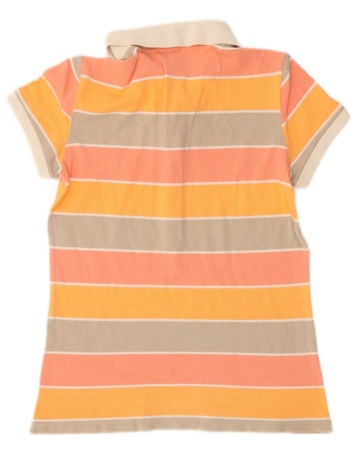 Camisa polo feminina Lacoste tamanho 36 pequeno algodão listrado multicolorido