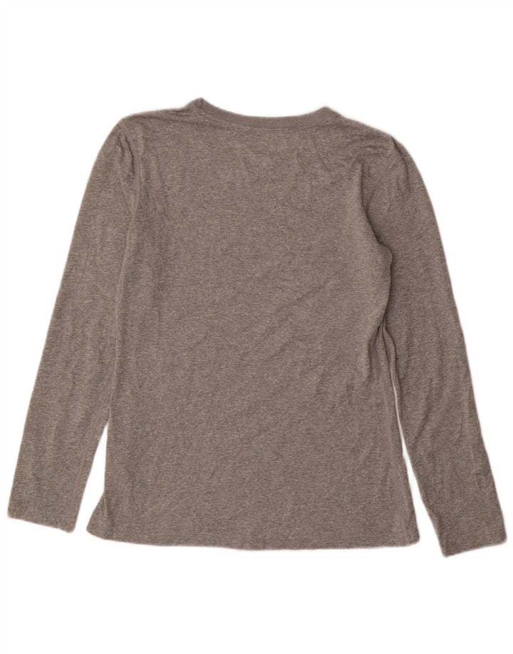 Top feminino Nike Dri Fit Regular Fit manga comprida UK 10 pequeno cinza poliéster