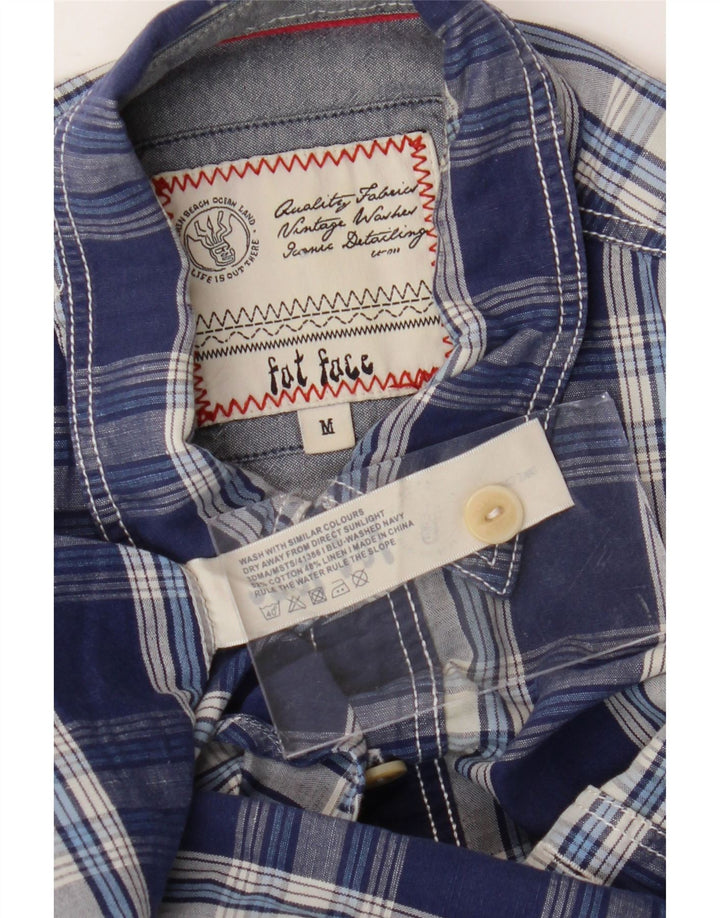 Camisa masculina de manga curta FAT FACE de algodão xadrez azul marinho médio