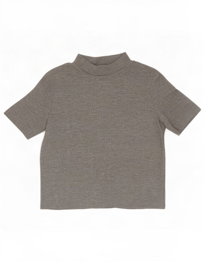 Zara Camiseta Feminina Trafaluc Crop Top UK 14 Poliéster Cinza Médio