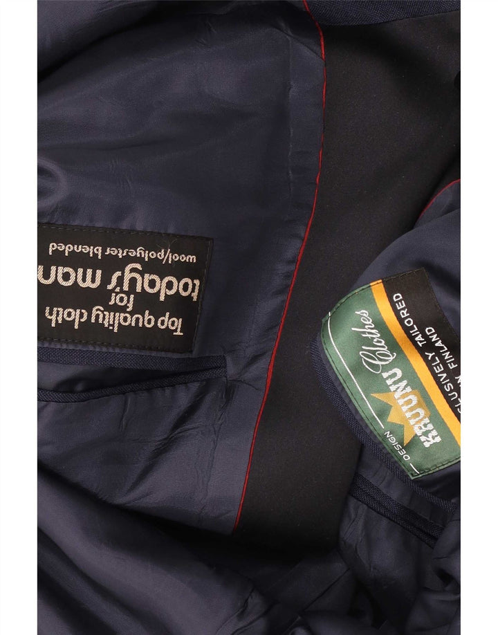 Jaqueta blazer masculina Kruunu com 1 botão Reino Unido 36 pequena lã colorblock azul marinho