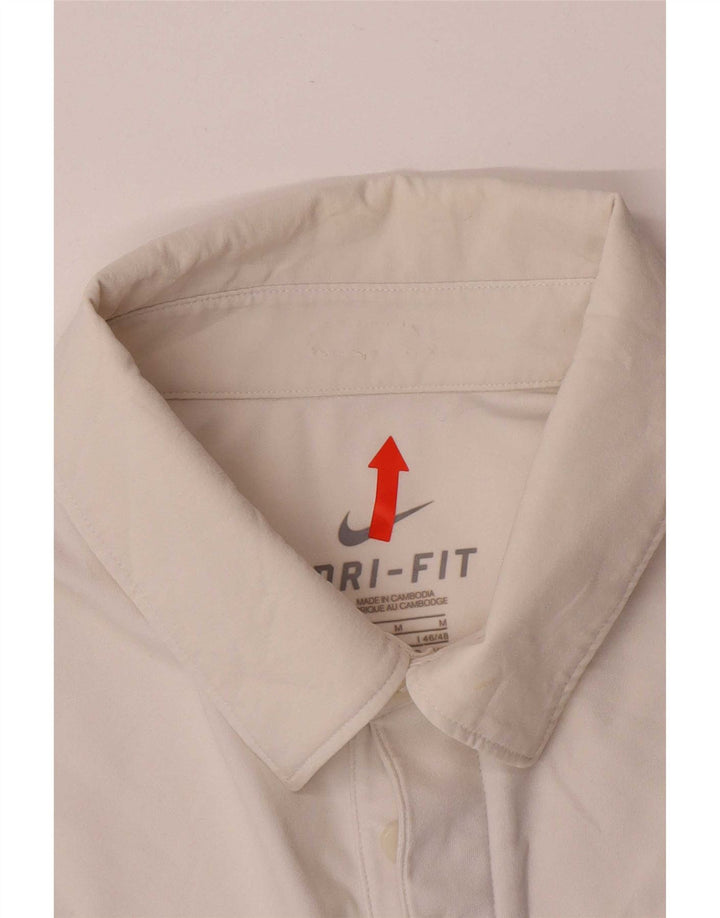 Camisa polo masculina Nike Dri Fit UK 38/40 médio branco colorblock poliéster