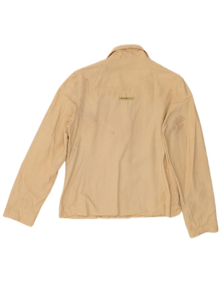 Jaqueta Blazer Feminina Valentino com 3 Botões IT 40 Pequena Risca Bege