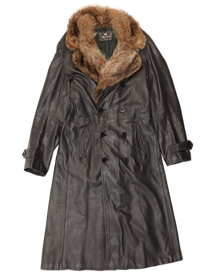 Casaco de couro masculino vintage UK 38 médio preto