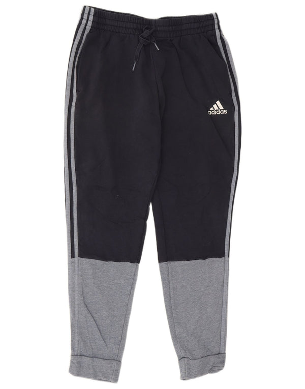 Calça de treino masculina Adidas Joggers grande algodão colorblock azul marinho