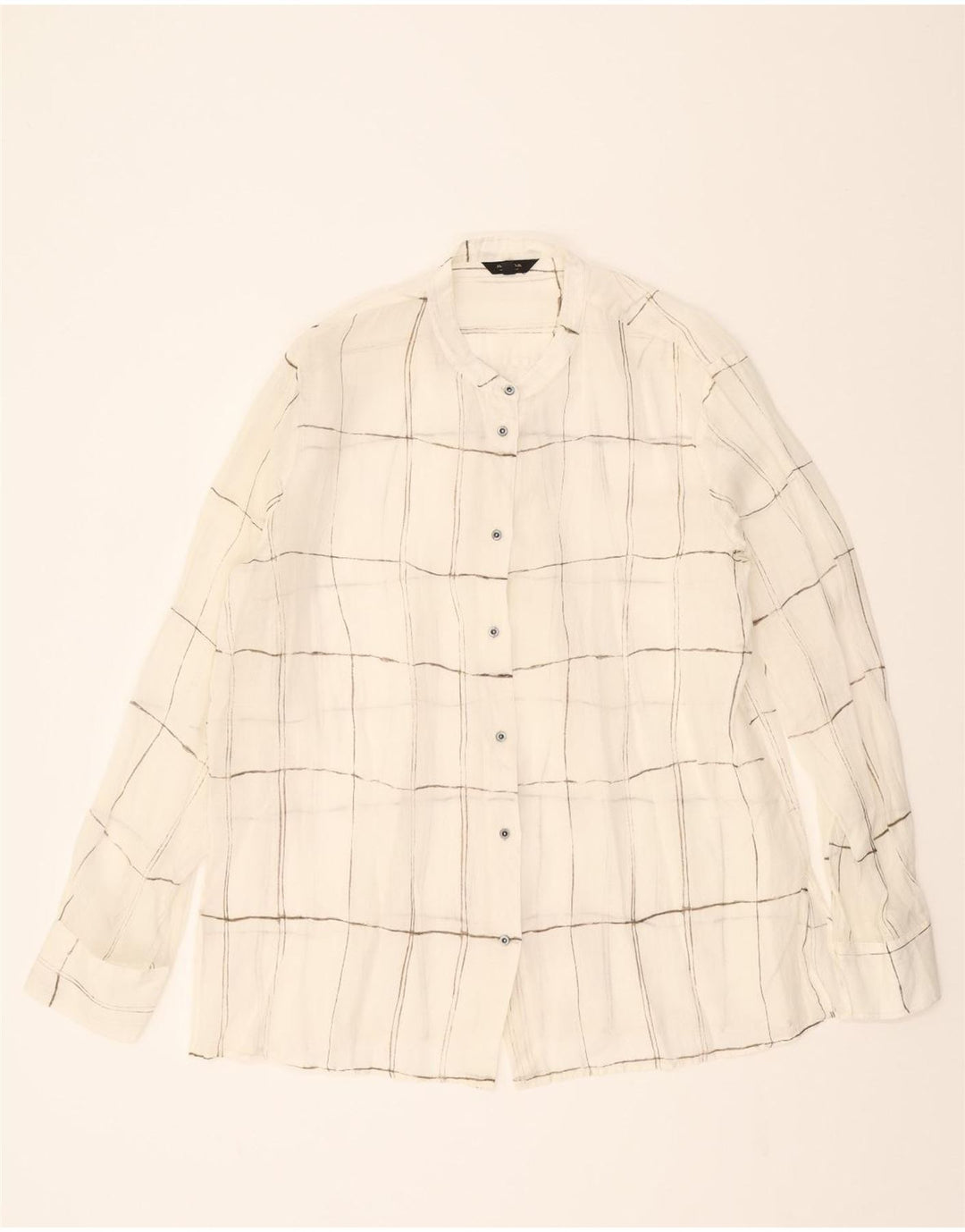 MASSIMO DUTTI Womens See Through Shirt Blouse EU 42 Large White Check Vintage Massimo Dutti and Second-Hand Massimo Dutti from Messina Hembry 