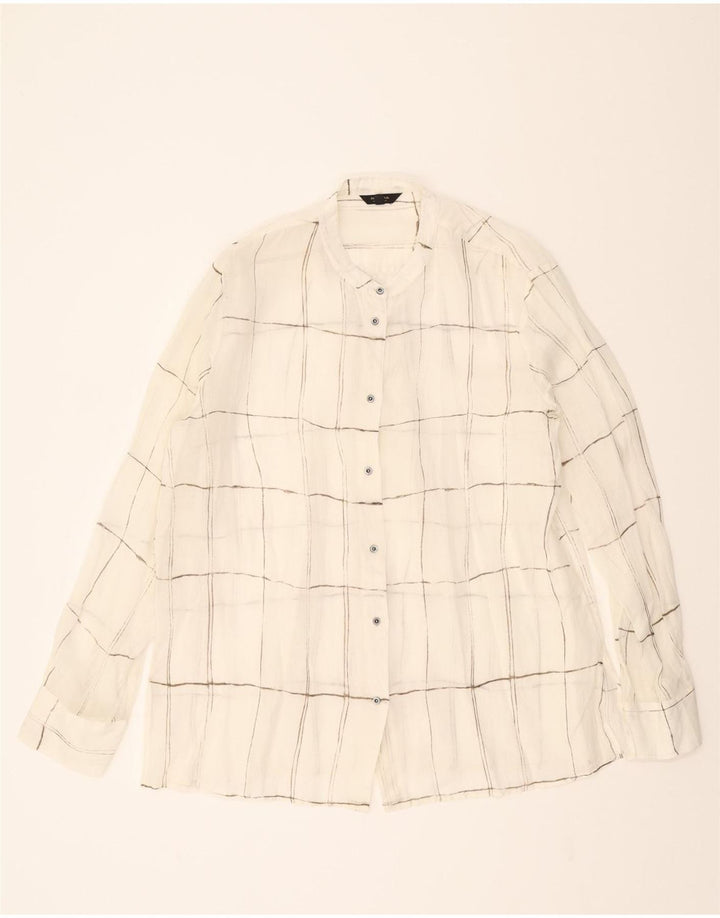MASSIMO DUTTI Womens See Through Shirt Blouse EU 42 Large White Check Vintage Massimo Dutti and Second-Hand Massimo Dutti from Messina Hembry 