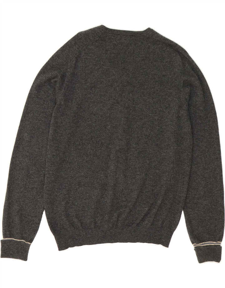JECKERSON Mens V-Neck Jumper Sweater XL Grey Merino Wool Vintage Jeckerson and Second-Hand Jeckerson from Messina Hembry 