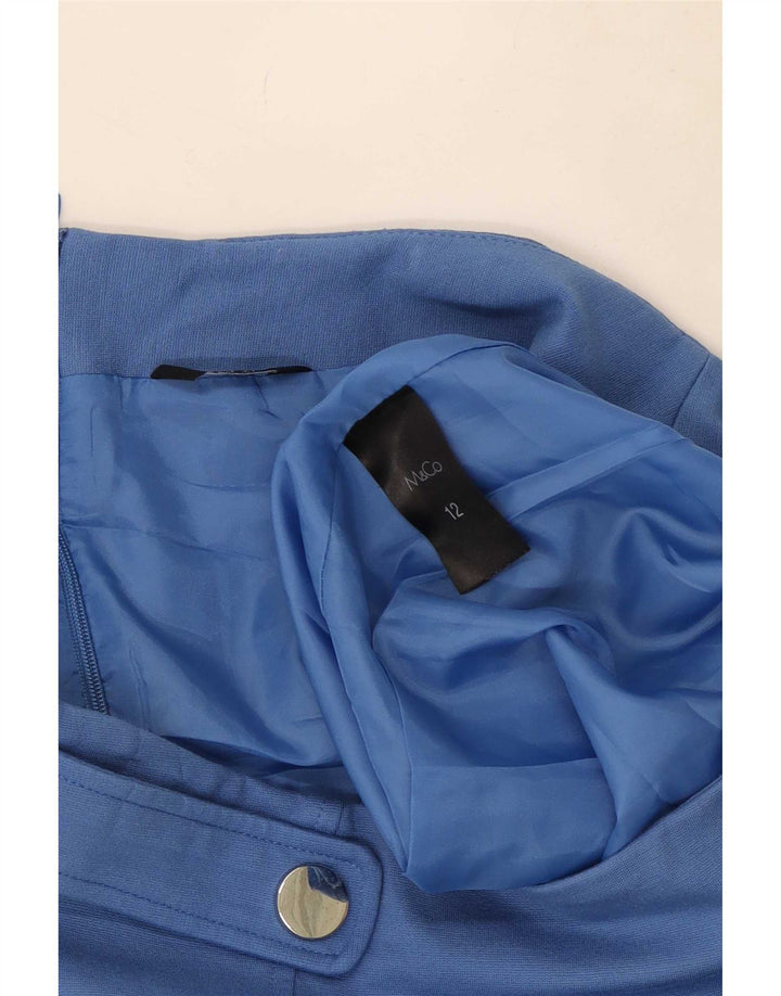 Saia reta feminina M&Co UK 12 médio W30 azul viscose
