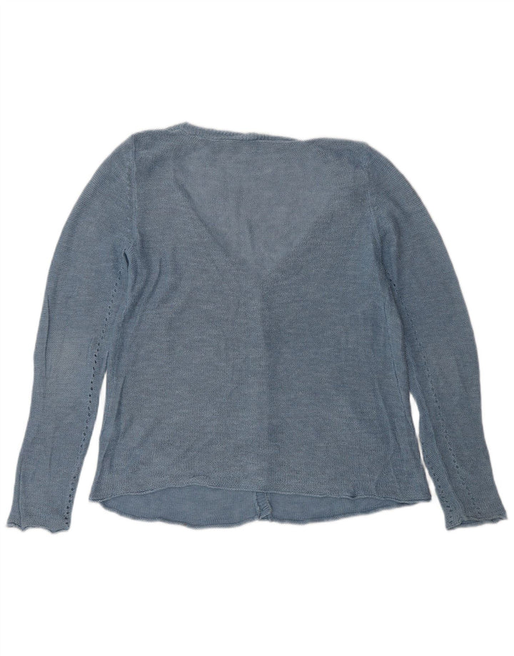 Suéter cardigã feminino WHITE STUFF UK 10 pequeno linho azul