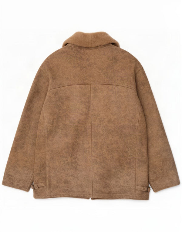 Vintage Mens Shearling Jacket UK 42 XL Bege Flecked