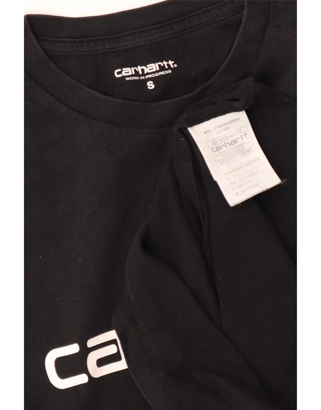 Carhartt Camiseta masculina gráfica top pequeno algodão preto