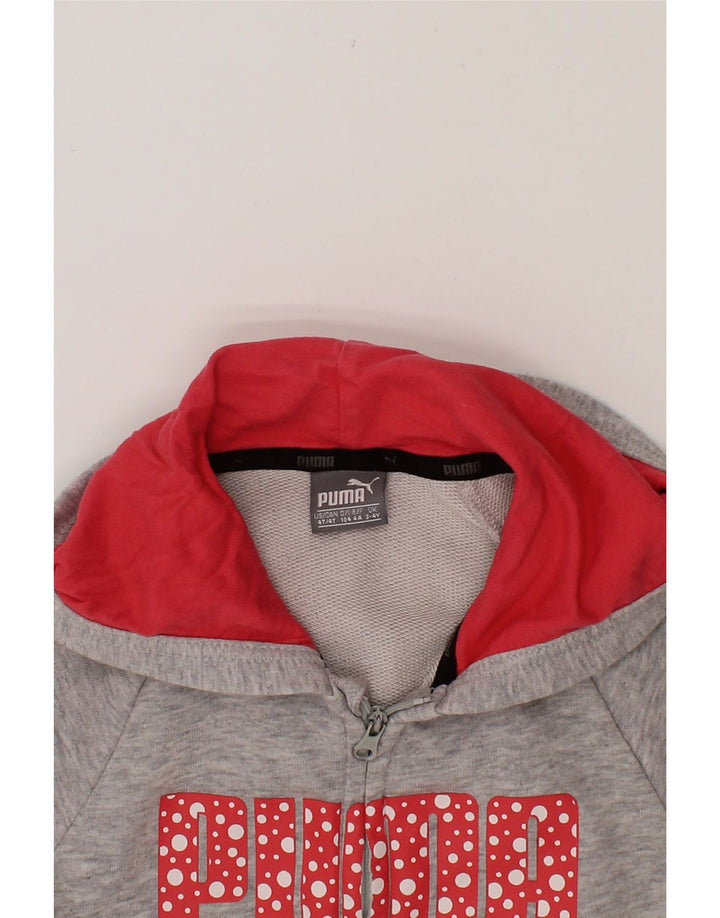 PUMA Girls Graphic Zip Hoodie Sweater 3-4 Years Grey Vintage Puma and Second-Hand Puma from Messina Hembry 