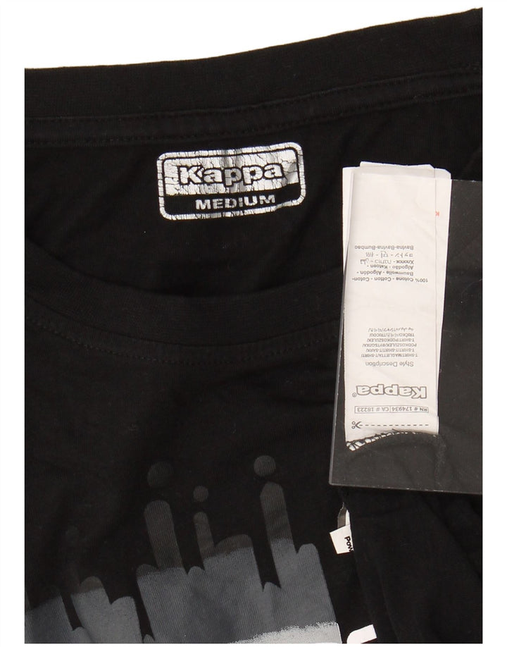Camiseta feminina gráfica KAPPA UK 14 algodão preto médio
