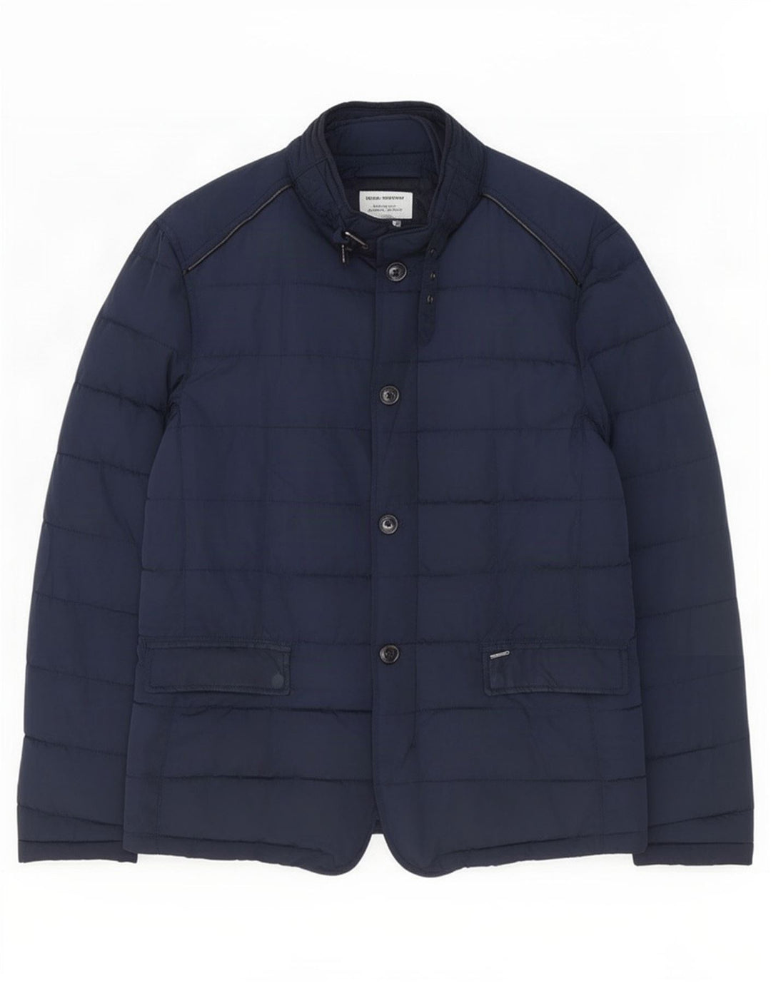 Jaqueta acolchoada masculina Zara UK 38 poliéster azul marinho médio