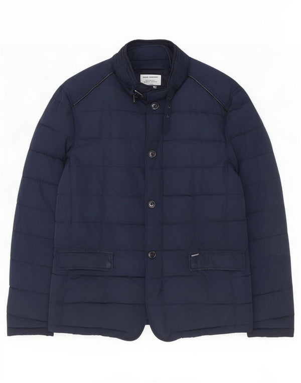 Jaqueta acolchoada masculina Zara UK 38 poliéster azul marinho médio