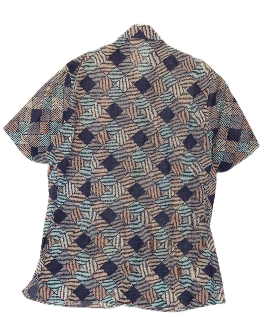 Camisa masculina vintage de manga curta XL multicolorida geométrica