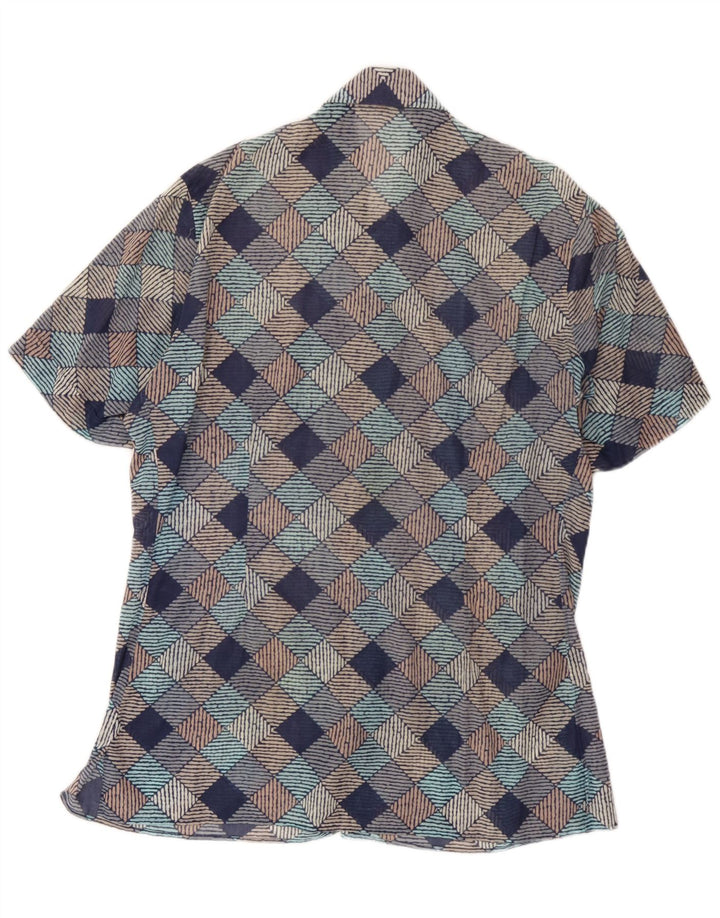 Camisa masculina vintage de manga curta XL multicolorida geométrica