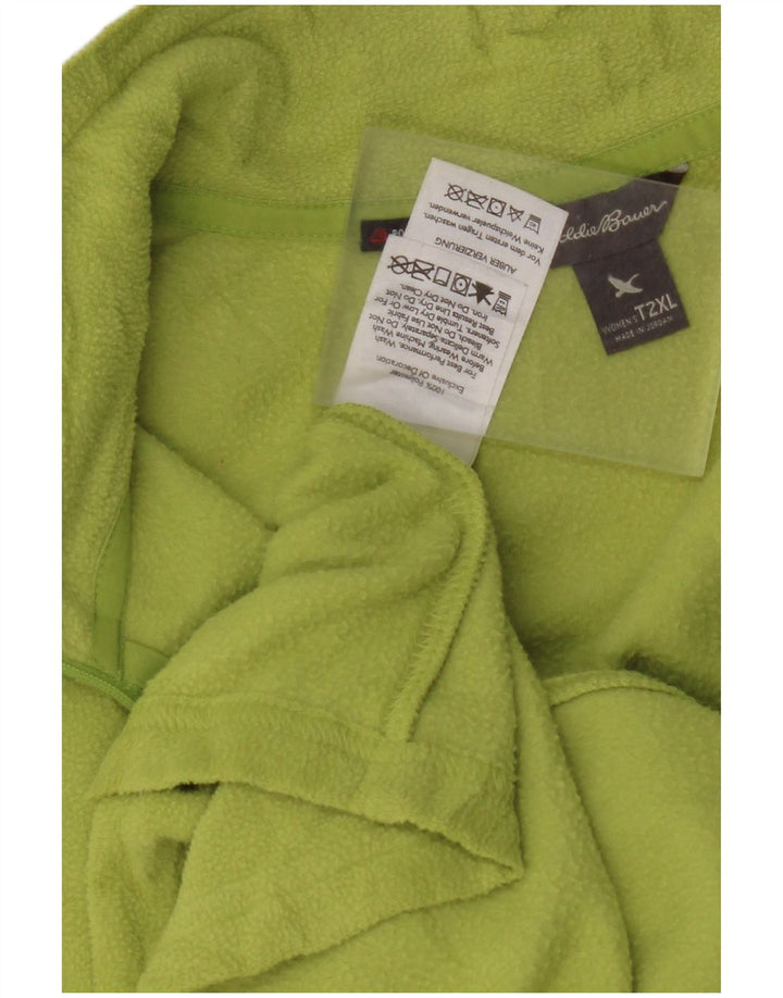 EDDIE BAUER Suéter feminino de lã com zíper e gola UK 20 2XL poliéster verde