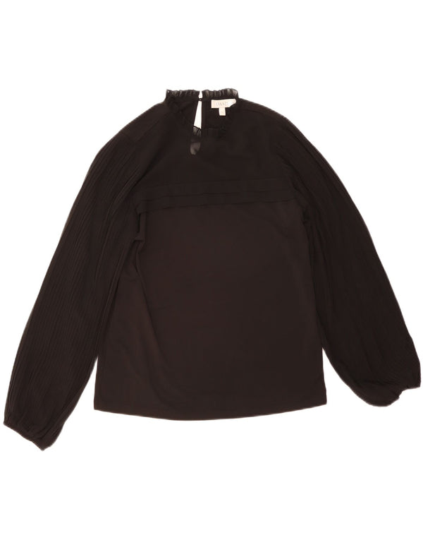 Blusa feminina de manga comprida Oasis UK 12 poliéster preto médio