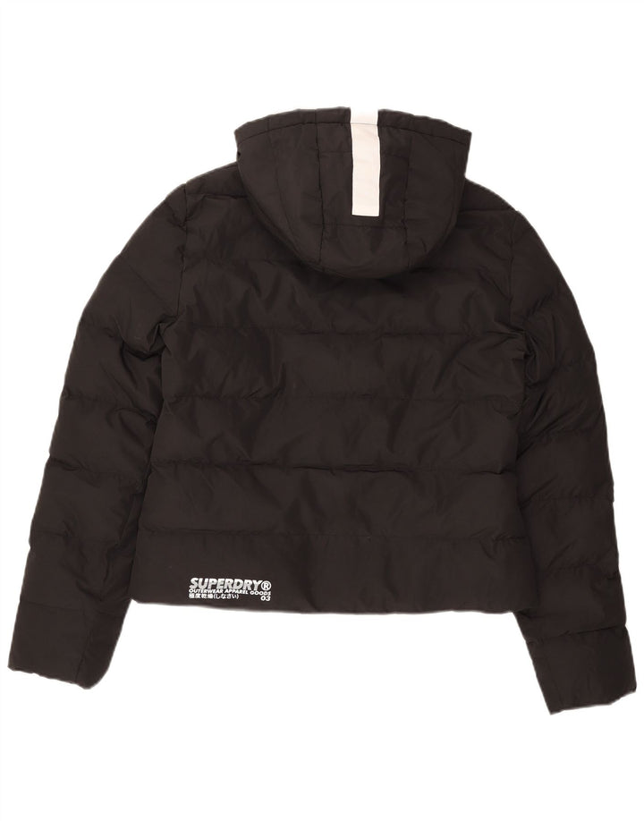 Superdry Womens Oversized Crop Hooded Jacket UK 8 Pequeno Preto