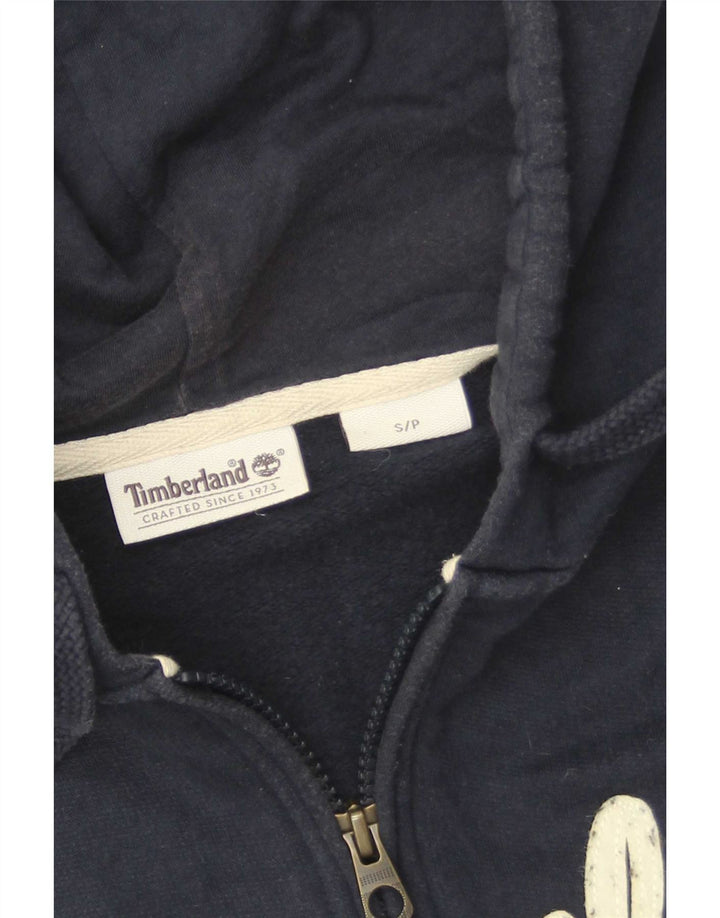 Suéter masculino Timberland com capuz e zíper gráfico pequeno azul marinho