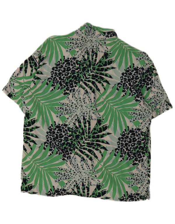 Camisa masculina de manga curta Jack & Jones pequena verde floral viscose praia
