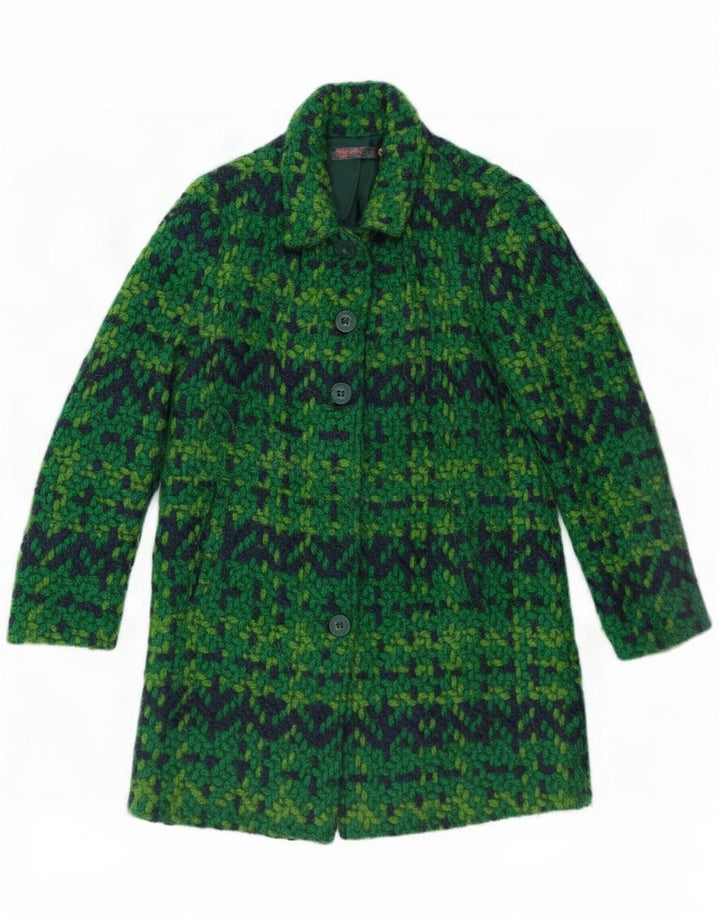 Sobretudo feminino Desigual EU 44 XL poliéster geométrico verde