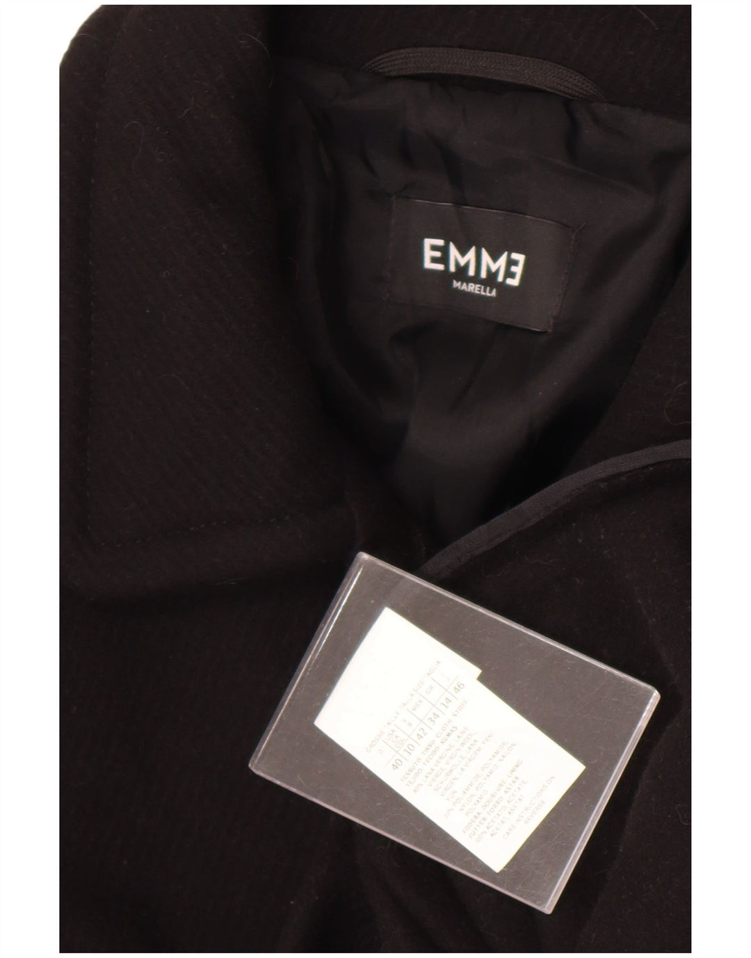 Sobretudo feminino Marella UK 14 grande lã virgem preta