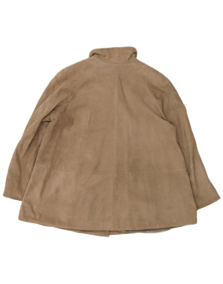 Jaqueta feminina VINTAGE de camurça Reino Unido 10 couro bege pequeno