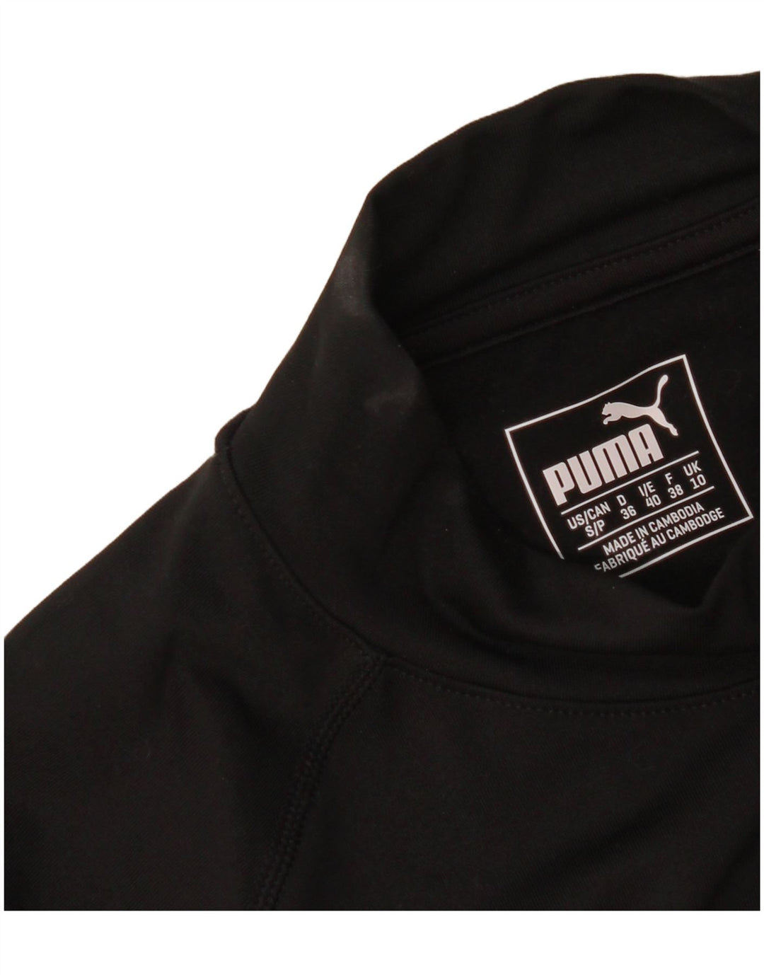 Top feminino Puma manga comprida UK 10 pequeno preto