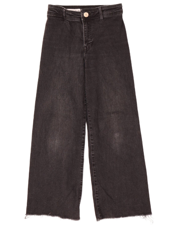 Zara Jeans de perna larga para meninas 11-12 anos W26 L26 algodão cinza