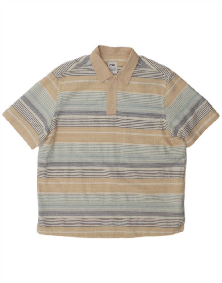 Camisa polo masculina Zara grande algodão listrado multicolorido
