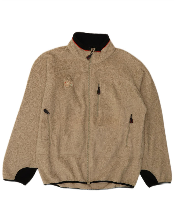 Fila Mens Fleece Jacket UK 40 Grande Bege Colourblock Poliéster Esportes