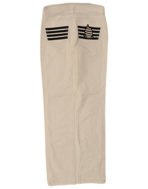 Calça feminina reta casual Marina Yachting W26 L30 algodão branco