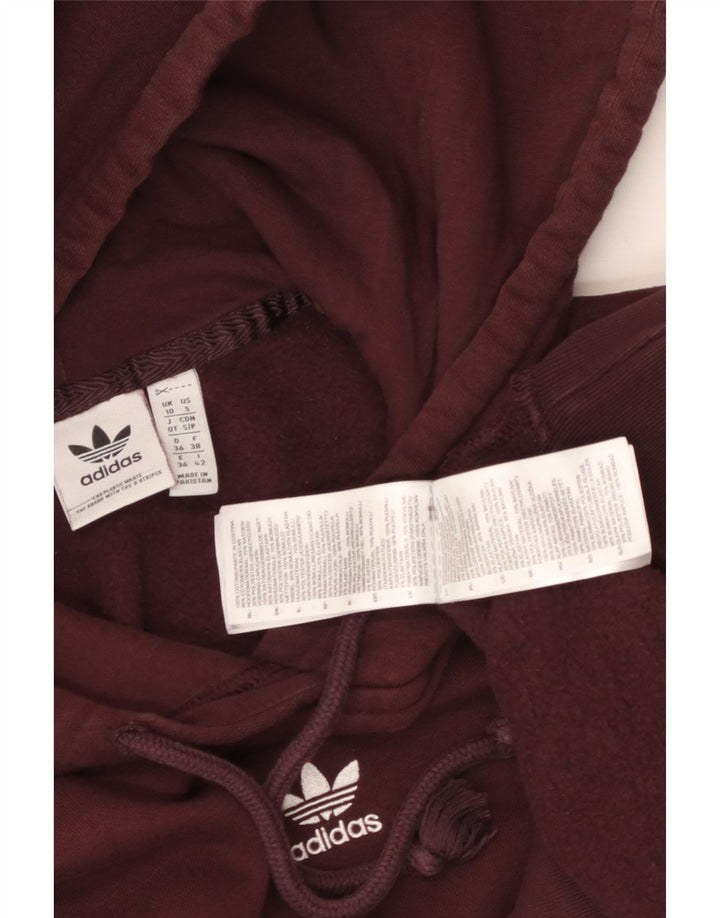 ADIDAS Womens Oversized Hoodie Jumper UK 10 Pequeno Borgonha Algodão